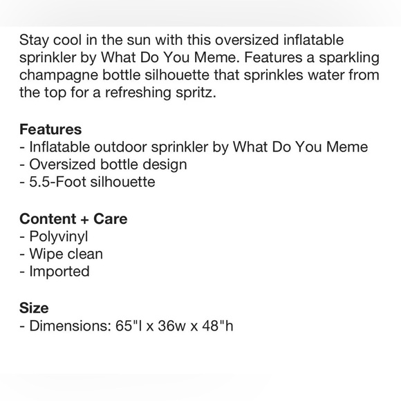 NEW What Do You Meme Sparkling Sprinkles Champagne Inflatable Outdoor Sprinkler - Picture 8 of 8